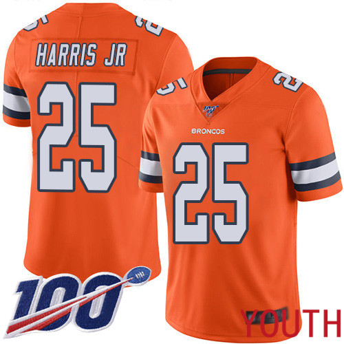 Youth Denver Broncos #25 Chris Harris Jr Limited Orange Rush Vapor Untouchable 100th Season Football NFL Jersey->youth nfl jersey->Youth Jersey